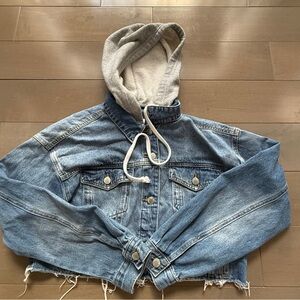 Forever 21 Blue Denim Jacket with Gray Hood